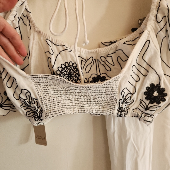 Nwt Free People Lotus Two Piece Set White Blue Embroidered Maxi Skirt Large L - Picture 6 of 13